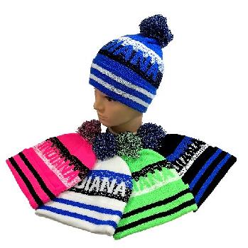 PomPom Knit Hat [INDIANA] Pixelated